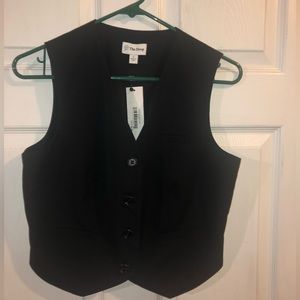 The Drop size S(17.5''pit to pit,19”shoulder to bottom hem)black formal vest NWT